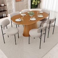 Mesa Valência Com 06 Cadeiras Para Sala De Jantar Louise L02 Bouclê Creme - Lyam Decor - 2