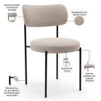 Mesa Valência Com 06 Cadeiras Para Sala De Jantar Louise L02 Bouclê Creme - Lyam Decor - 5