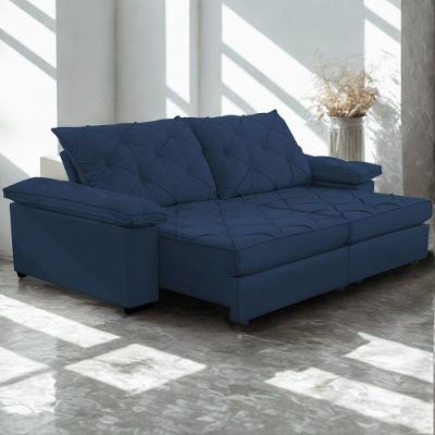 Sofá Retrátil E Reclinável 2,80m Clara | Conforto Premium E Design Elegante | Lansof Brasil Cores Azul Marinho