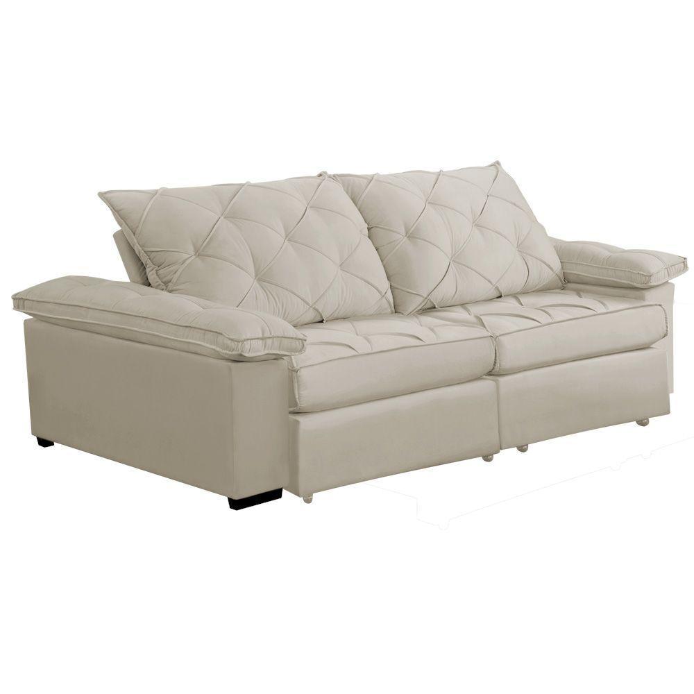 Sofá Retrátil E Reclinável 2,50m Clara | Conforto Premium E Design Elegante | Lansof Brasil Cores Bege - 3