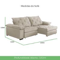 Sofá Retrátil E Reclinável 2,50m Clara | Conforto Premium E Design Elegante | Lansof Brasil Cores Bege - 6
