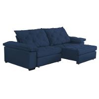 Sofá Retrátil E Reclinável 2,70m Clara | Conforto Premium E Design Elegante | Lansof Brasil Cores Azul Marinho - 2