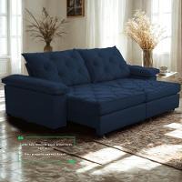 Sofá Retrátil E Reclinável 2,70m Clara | Conforto Premium E Design Elegante | Lansof Brasil Cores Azul Marinho - 6