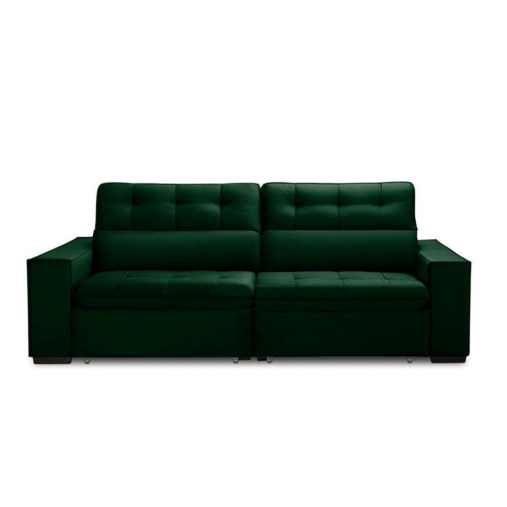 Sofa Retratil Reclinavel 2 Lugares 2,50 Vitória Veludo Verde Lansofbr - 2