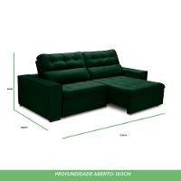 Sofa Retratil Reclinavel 2 Lugares 2,50 Vitória Veludo Verde Lansofbr - 6