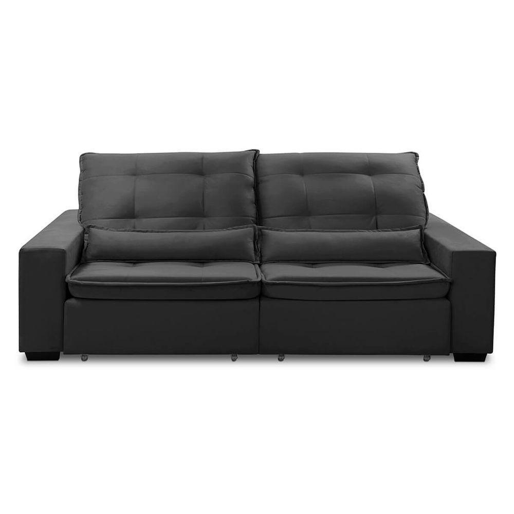 Sofa Retratil Reclinavel 2 Lugares 2,60m Atlantis Veludo Grafite Lansofbr - 4