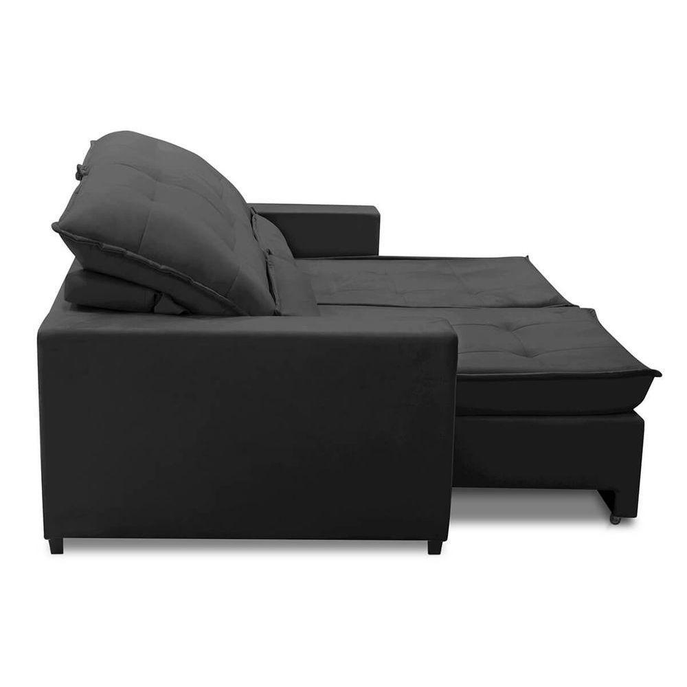 Sofa Retratil Reclinavel 2 Lugares 2,60m Atlantis Veludo Grafite Lansofbr - 5
