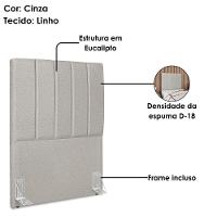 Cabeceira Solteiro 100 Cm Com Frame Dalia Linho Cinza Artte Cinza