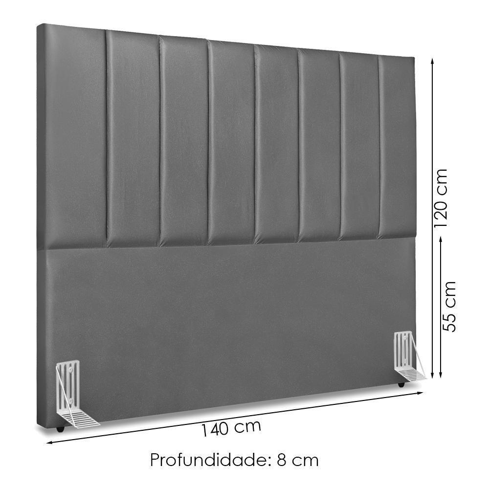 Cabeceira Casal 140 Cm Com Frame Dalia Corino Cinza Artte Cinza - 3