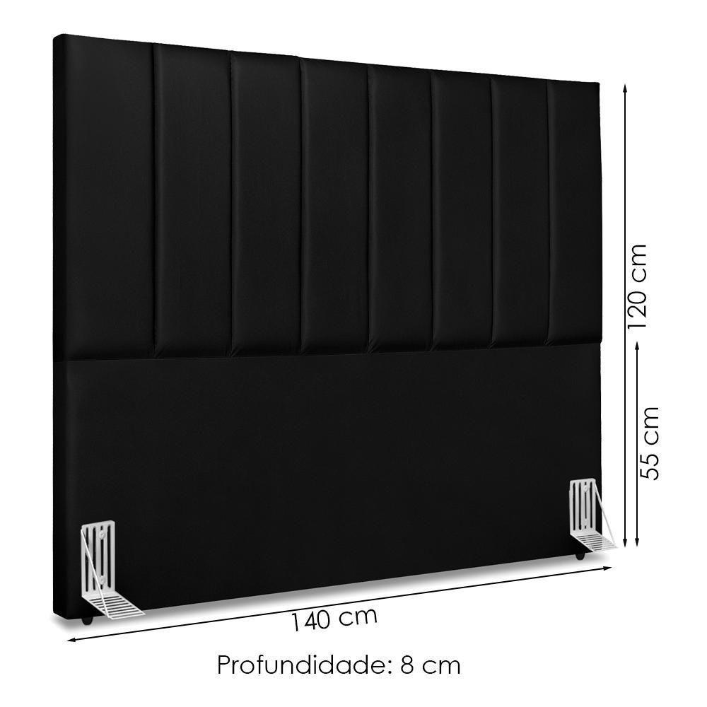 Cabeceira Casal 140 Cm Com Frame Dalia Corino Preto Artte Preto - 3