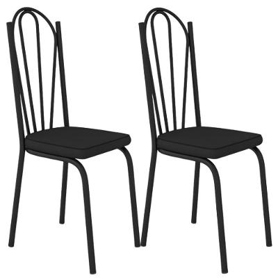 Kit 2 Cadeiras Tubular Europa 121 Preto Assento Preto Artef Preto