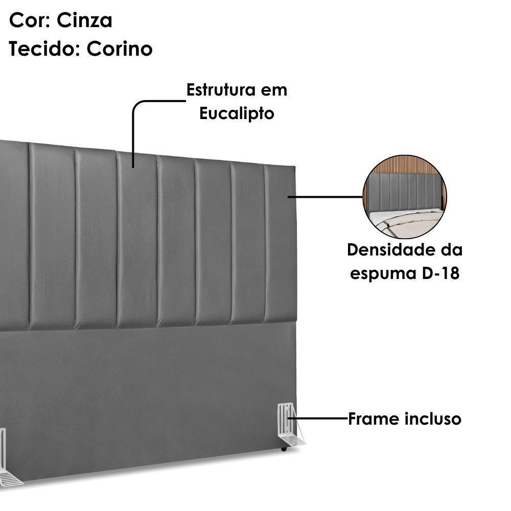 Cabeceira Queen 160 Cm Com Frame Dalia Corino Cinza Artte Cinza - 4