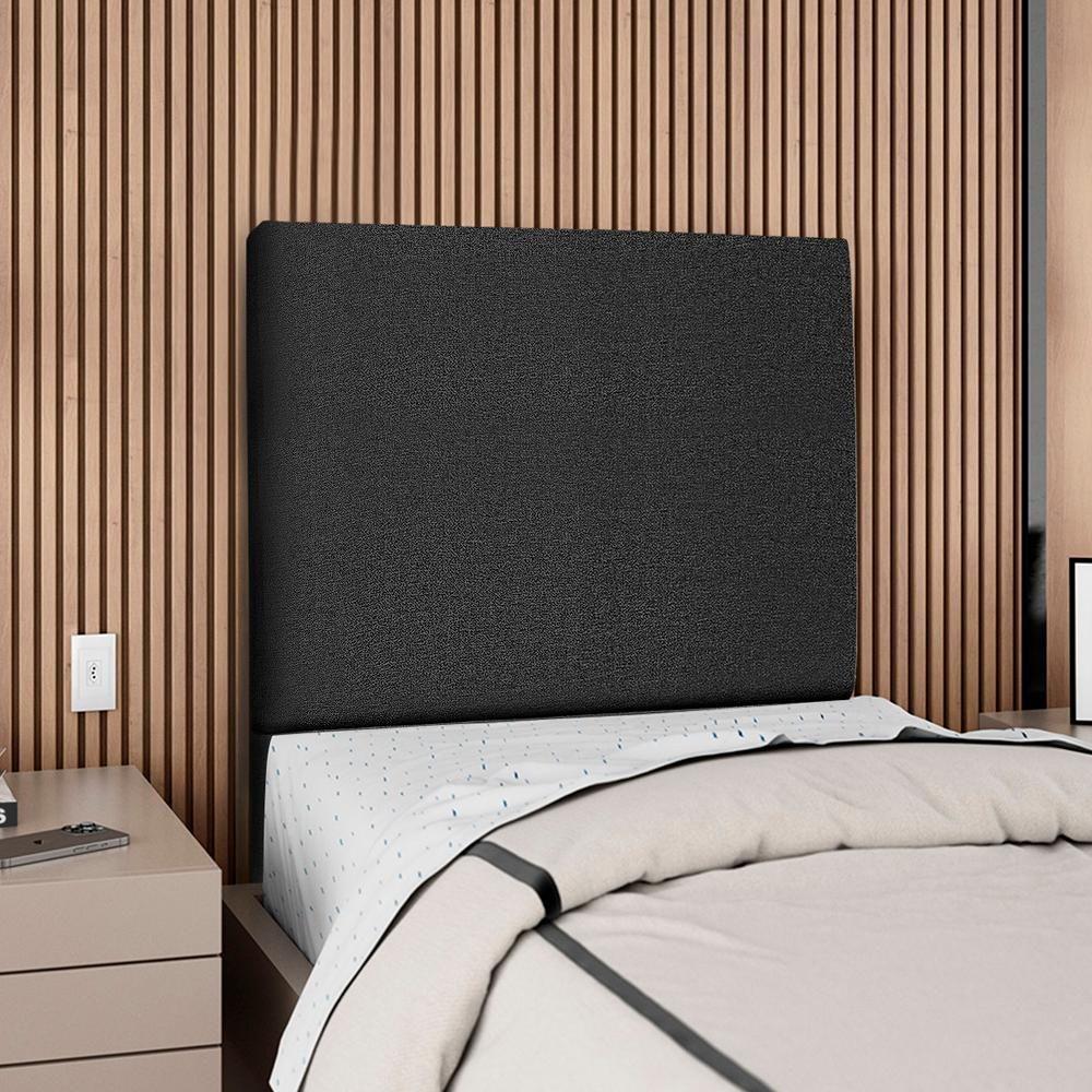 Cabeceira Solteiro 100 Cm Com Frame Luna Linho Preto Artte Preto - 2