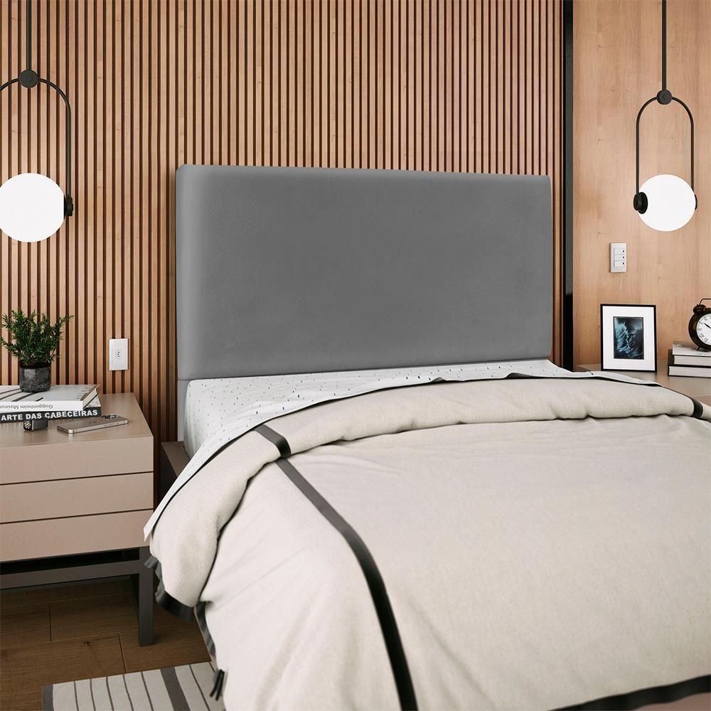 Cabeceira Casal 140 Cm Com Frame Luna Corino Cinza Artte Cinza - 8