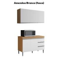 Armario Aereo E Balcao Com Tampo 120 Cm Andreia Amendoa Branco Reajl Moveis Amendoa Branco