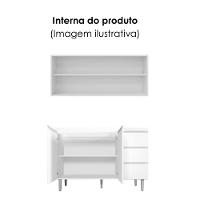 Armario Aereo E Balcao Com Tampo 120 Cm Andreia Amendoa Branco Reajl Moveis Amendoa Branco - 5