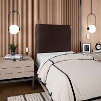 Cabeceira Solteiro 90 Cm Com Frame Luna Corino Marrom Artte Marrom - 8