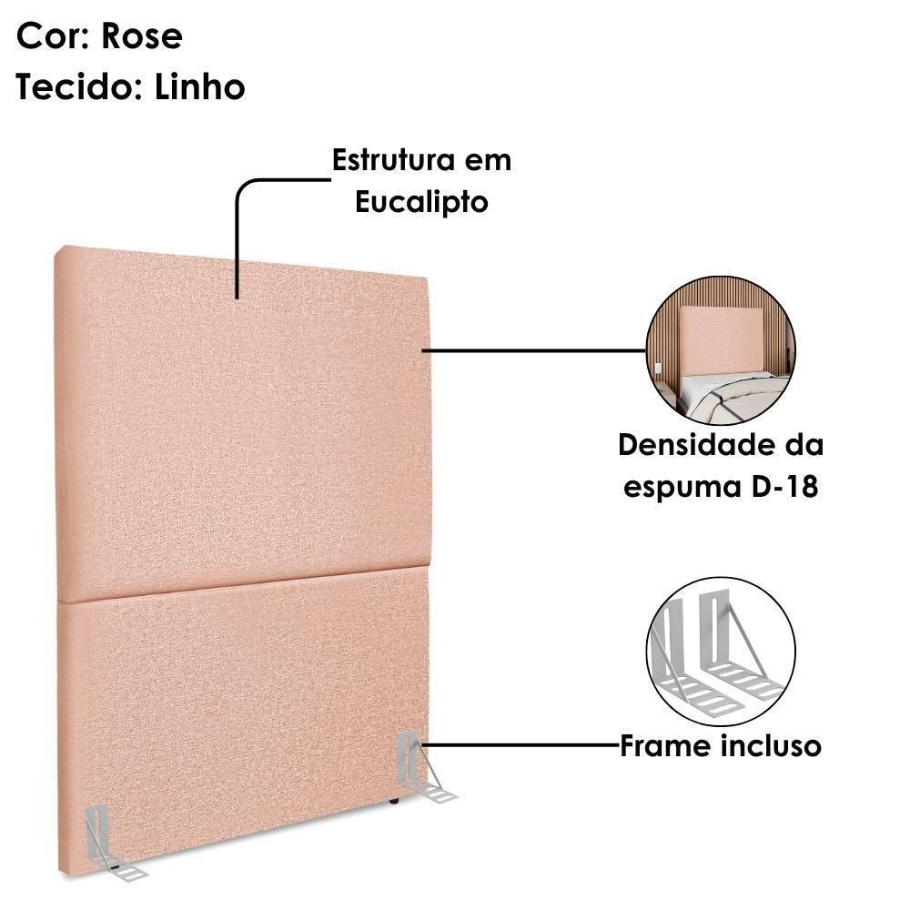 Cabeceira Solteiro 90 Cm Com Frame Luna Linho Rose Artte Rose - 4