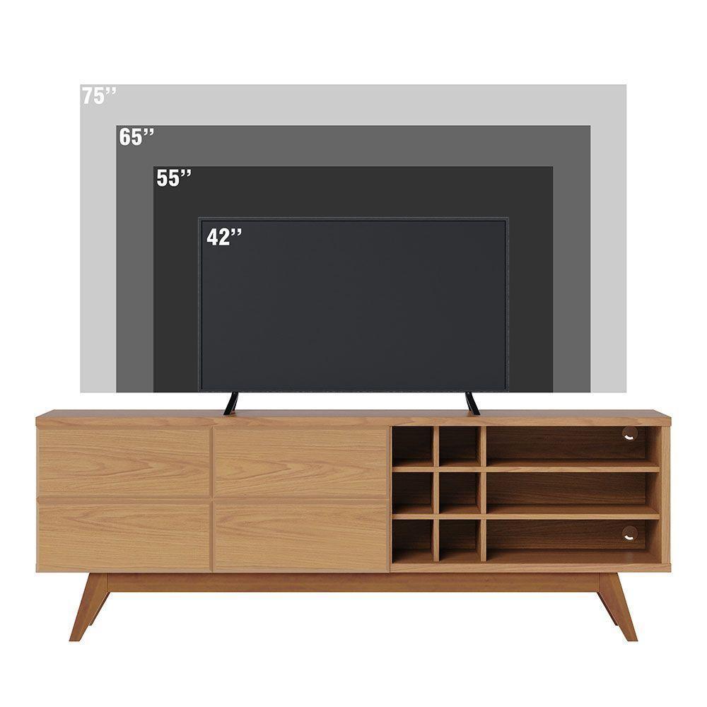 Rack Para Sala Bancada De Tv 70 Pol 180cm Cinthia C04 - D'rossi Cor Freijó - 3