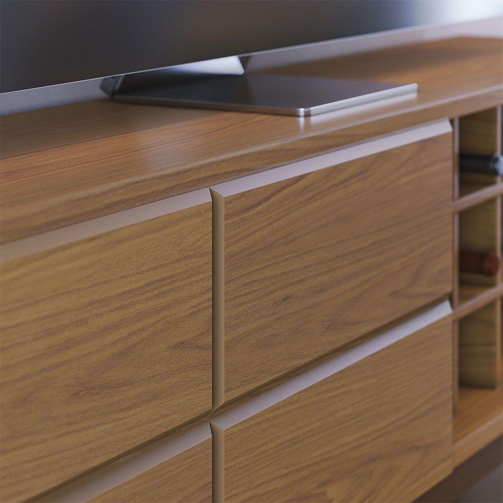 Rack Para Sala Bancada De Tv 70 Pol 180cm Cinthia C04 - D'rossi Cor Freijó - 8