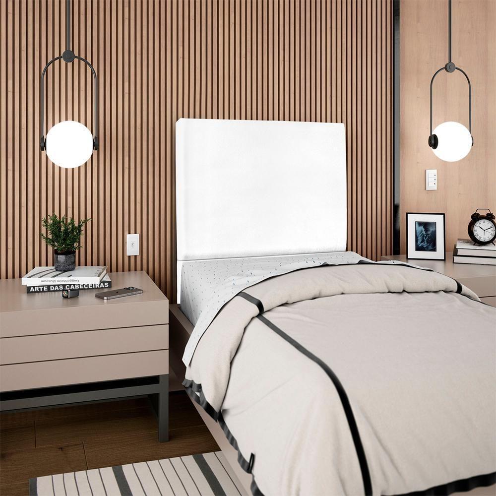 Cabeceira Solteiro 90 Cm Com Frame Luna Corino Branco Artte Branco - 8