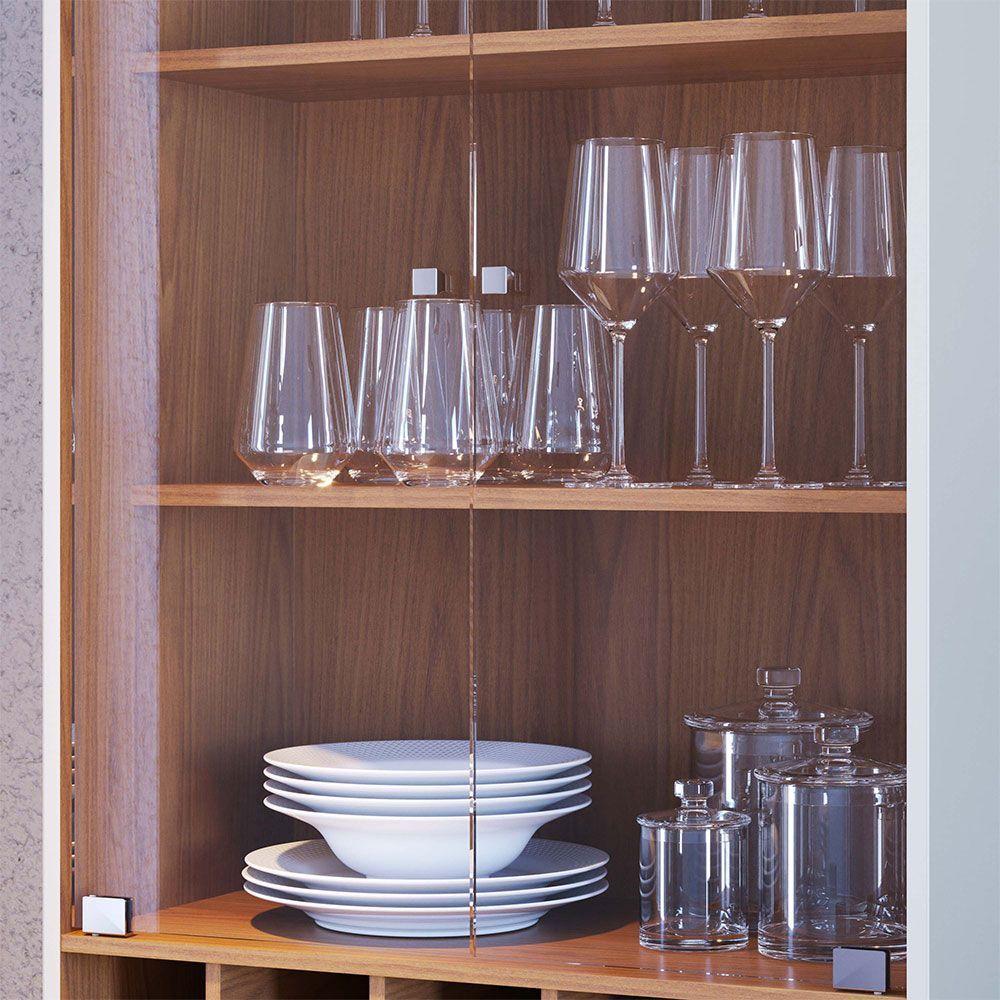 Cristaleira 2 Portas De Vidro E Adega Ewa Cozinha C04 - D'rossi Cor Off White Matte E Freijó - 5