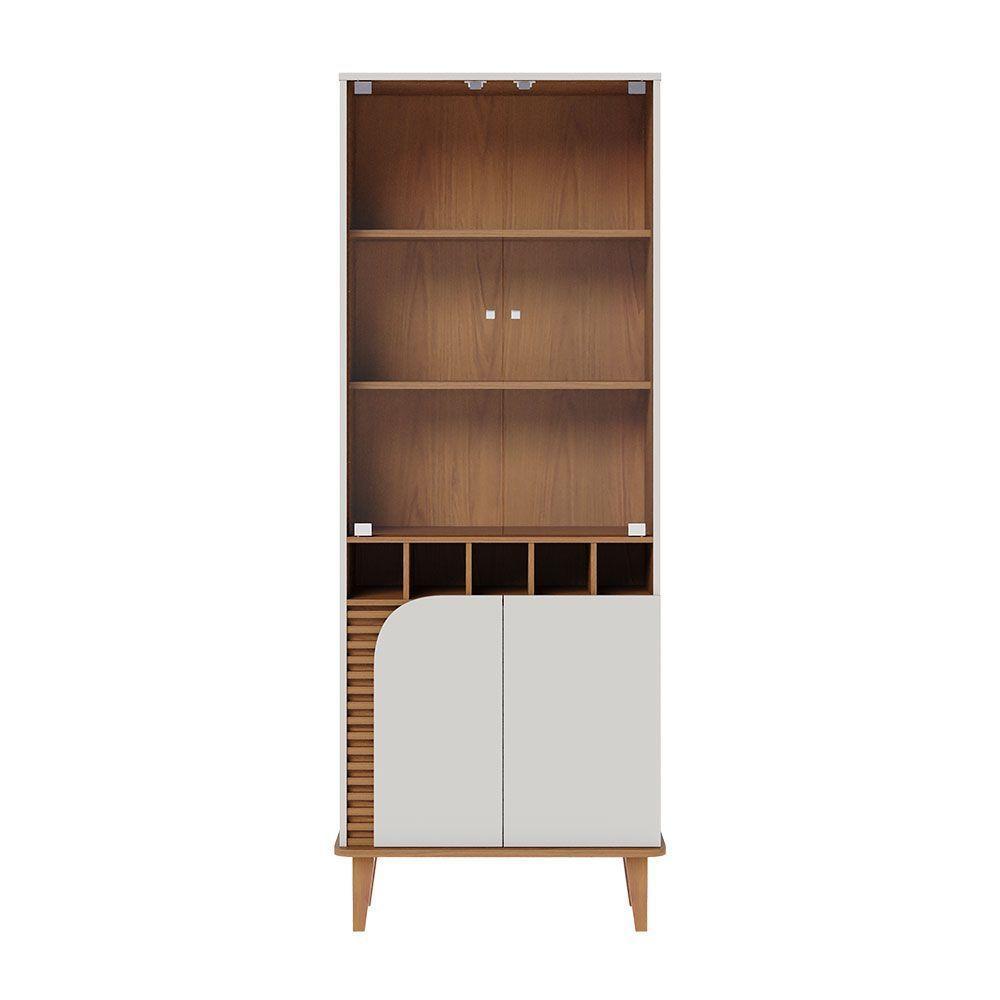 Cristaleira 2 Portas De Vidro E Adega Ewa Cozinha C04 - D'rossi Cor Off White Matte E Freijó - 7