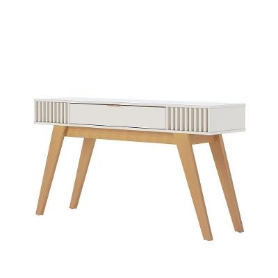 Aparador De Sala Pé Em Madeira Maciça 136cm Laisa C04 - D'rossi Cor Off White