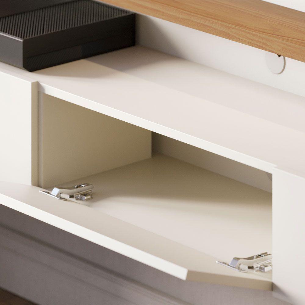 Painel Tv 70 Pol 180cm Bancada Suspensa Ripado Luca C04 - D'rossi Cor Off White Matte E Freijó - 7