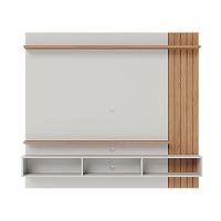 Painel Tv 70 Pol 180cm Bancada Suspensa Ripado Luca C04 - D'rossi Cor Off White Matte E Freijó - 6