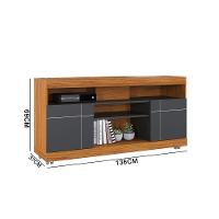 Rack Para Sala Bancada De Tv 47 Pol 136cm Ariele C04 - D'rossi Cor Noce Milano E Preto Fosco - 3