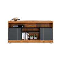 Rack Para Sala Bancada De Tv 47 Pol 136cm Ariele C04 - D'rossi Cor Noce Milano E Preto Fosco - 7