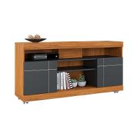 Rack Para Sala Bancada De Tv 47 Pol 136cm Ariele C04 - D'rossi Cor Noce Milano E Preto Fosco - 8