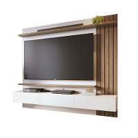 Painel Tv 70 Pol 180cm Bancada Suspensa Ripado Luca C04 - D'rossi Cor Amendoa E Off White Matte - 1