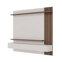 Painel Tv 70 Pol 180cm Bancada Suspensa Ripado Luca C04 - D'rossi Cor Amendoa E Off White Matte - 6