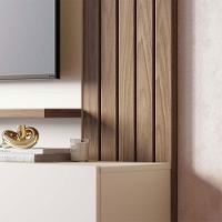 Painel Tv 70 Pol 180cm Bancada Suspensa Ripado Luca C04 - D'rossi Cor Amendoa E Off White Matte - 9