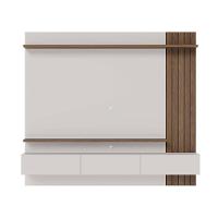 Painel Tv 70 Pol 180cm Bancada Suspensa Ripado Luca C04 - D'rossi Cor Amendoa E Off White Matte - 10