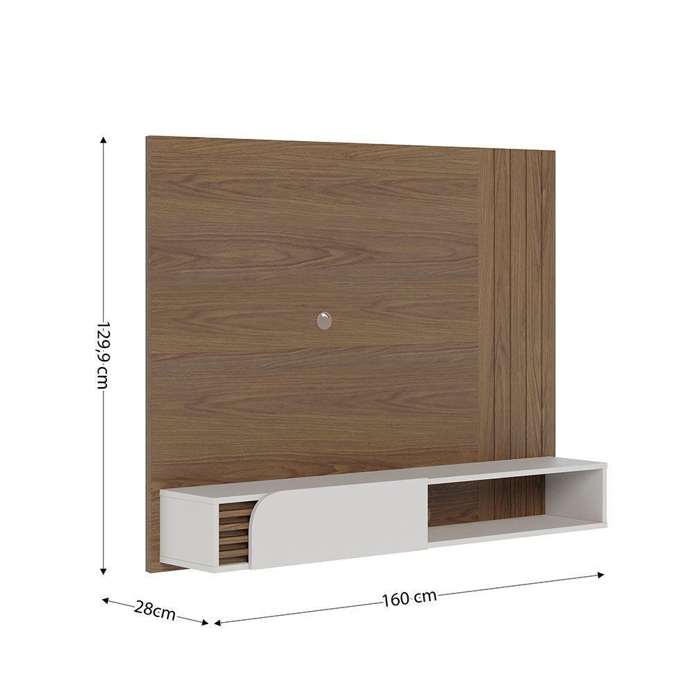 Painel Tv 60 Pol 160cm Bancada Suspensa Ripado Hanno C04 - D'rossi Cor Amendoa E Off White Matte - 4