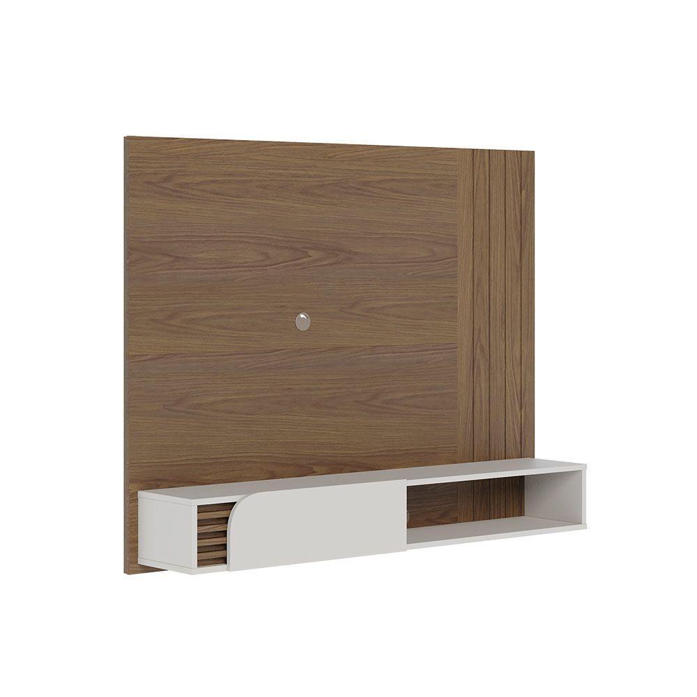 Painel Tv 60 Pol 160cm Bancada Suspensa Ripado Hanno C04 - D'rossi Cor Amendoa E Off White Matte - 6