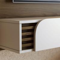 Painel Tv 60 Pol 160cm Bancada Suspensa Ripado Hanno C04 - D'rossi Cor Amendoa E Off White Matte - 8