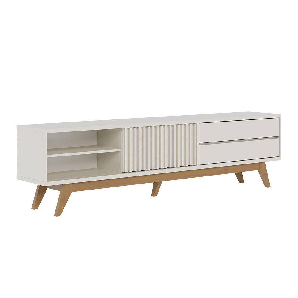 Rack Para Sala Bancada De Tv 75 Pol 200cm Licia C04 - D'rossi Cor Off White - 7