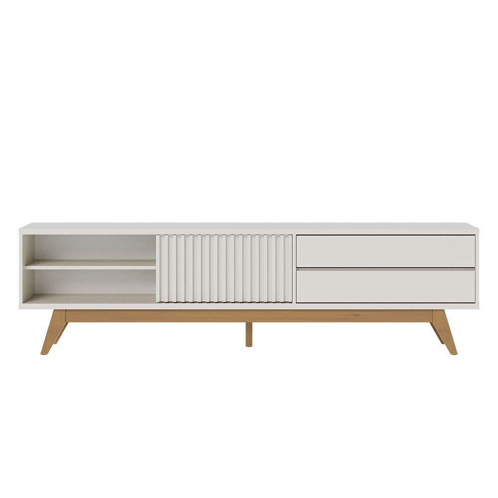 Rack Para Sala Bancada De Tv 75 Pol 200cm Licia C04 - D'rossi Cor Off White - 8
