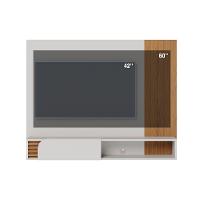 Painel Tv 60 Pol 160cm Bancada Suspensa Ripado Hanno C04 - D'rossi Cor Off White Matte E Freijó