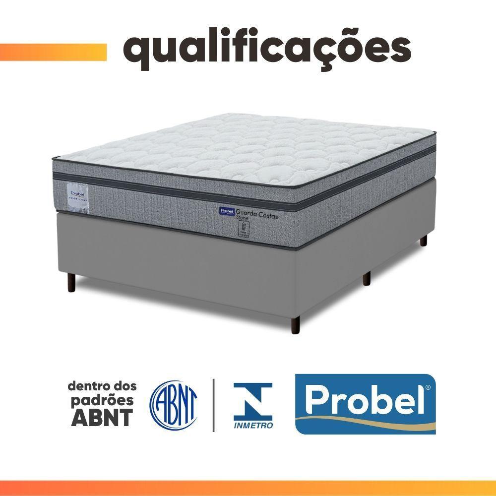 Cama Box Casal Probel Molas Ensacadas Euro In 138x188x68cm Guarda Costas Stone Branco/cinza - 6