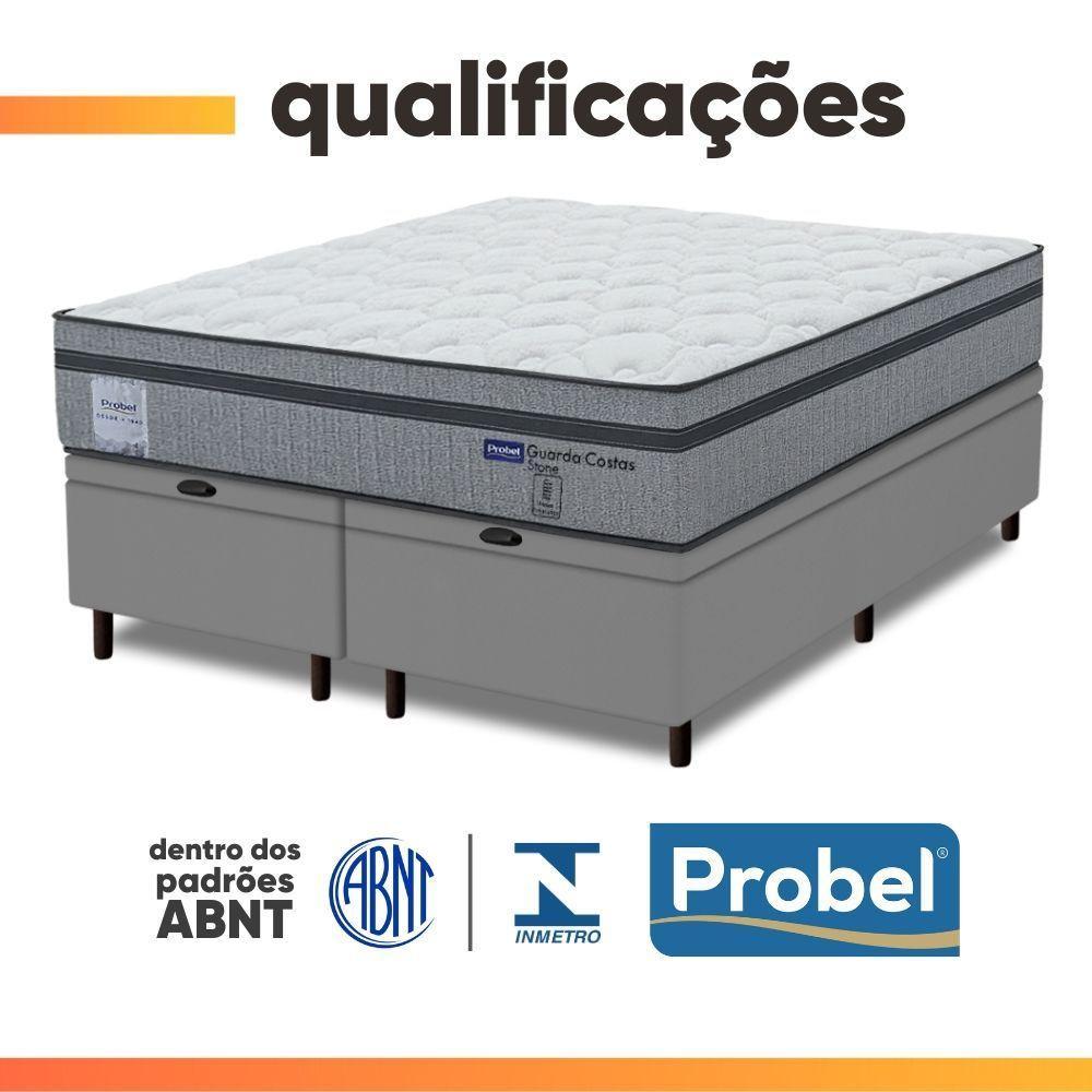 Cama Box Baú King Probel Molas Ensacadas Euro In 193x203x71cm Guarda Costas Stone Branco/cinza - 6