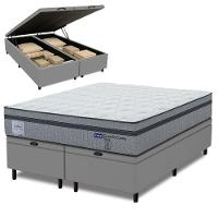 Cama Box Baú King Probel Molas Ensacadas Euro In 193x203x71cm Guarda Costas Stone Branco/cinza - 1