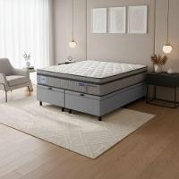 Cama Box Baú King Probel Molas Ensacadas Euro In 193x203x71cm Guarda Costas Stone Branco/cinza - 2