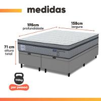 Cama Box Baú Queen Probel Molas Ensacadas Euro In 158x198x71cm Guarda Costas Stone Branco/cinza - 3