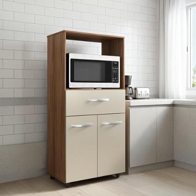 Balcão Multiuso Para Forno Cozinha 2 Portas 1 Gaveta Nicho - Savana/off White