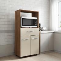 Balcão Multiuso Para Forno Cozinha 2 Portas 1 Gaveta Nicho - Savana/off White - 1